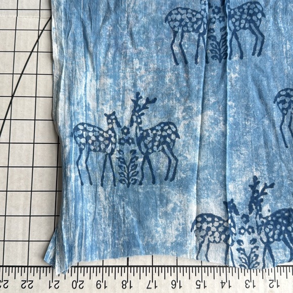 Vintage Indian Block Print Cotton Fabric – Blue Deer Motif – 3 Yards - Picture 5 of 11
